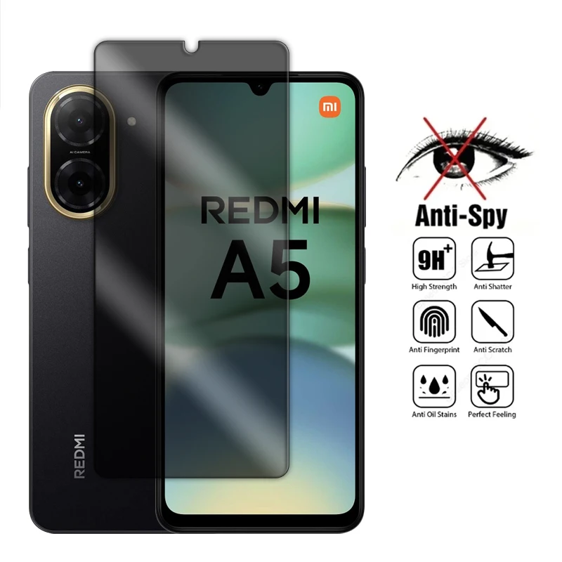 

For Xiaomi Redmi A5 4G Glass For Redmi A5 Tempered Glass 2.5D Anti Peep Privacy Screen Protector For Redmi A5 Lens Film