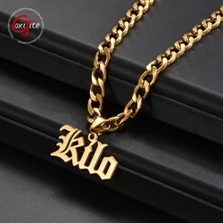 Goxijite Personalized Big Name Pendant For Women Men Custom 7mm Wide Cuban Chain Simple Nameplate Necklaces Jewelry Party Gift
