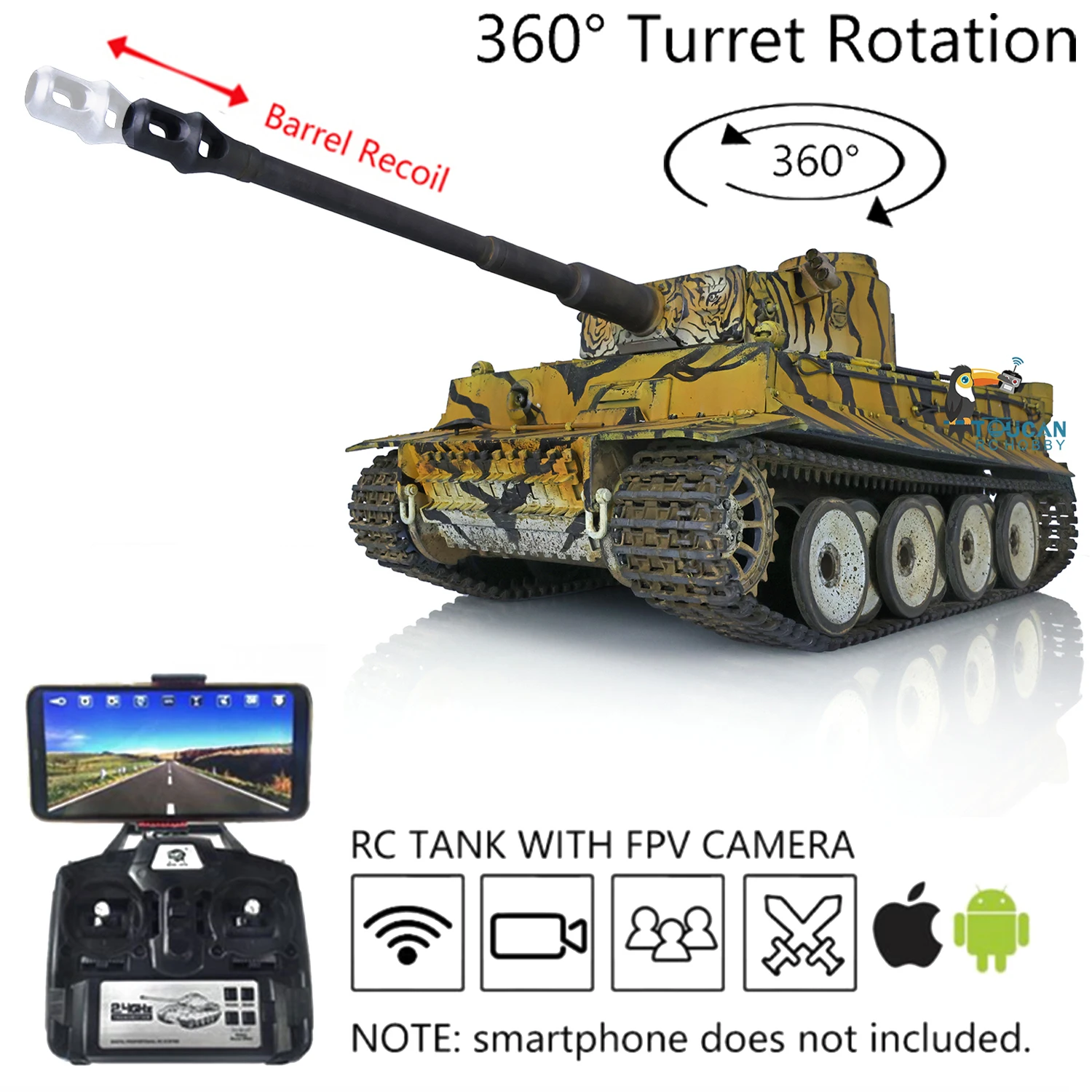 

In Stock Heng Long 1/16 Scale RC Tank 3818 German Tiger I Radio Control Tank Battle Tank Model 7.0 FPV Models Panzer Toys