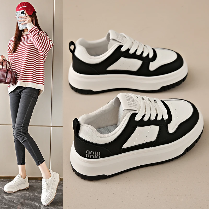 

Women's Color Block Platform Sneakers PU Upper 5CM Heel Rubber Sole Multi Color Lace Up Casual Daily Fashion Shoes