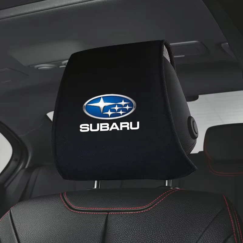 

1/2pcs Car Headrest Cover with Phone Pocket for Subaru Forester Impreza Legacy Outback WRX STI Crosstrek BRZ XV
