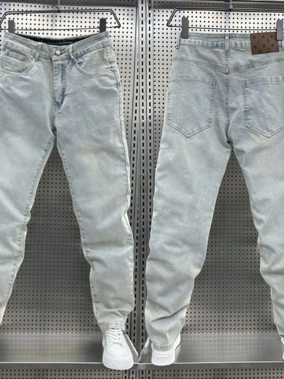 Light Wa Men's Summer Thin Straight Leg Jeans Casual Loose Fit Nine-Tenths Elastic Waed Harlan Slimming Pants