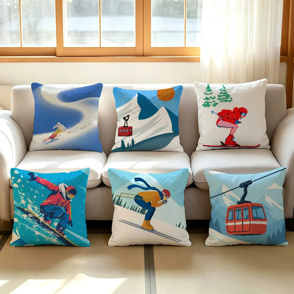 Ski Resort Prop cushion cover Comfortable Decorative For Bedroom Living room Dormitory Picnic and Holiday Decoration