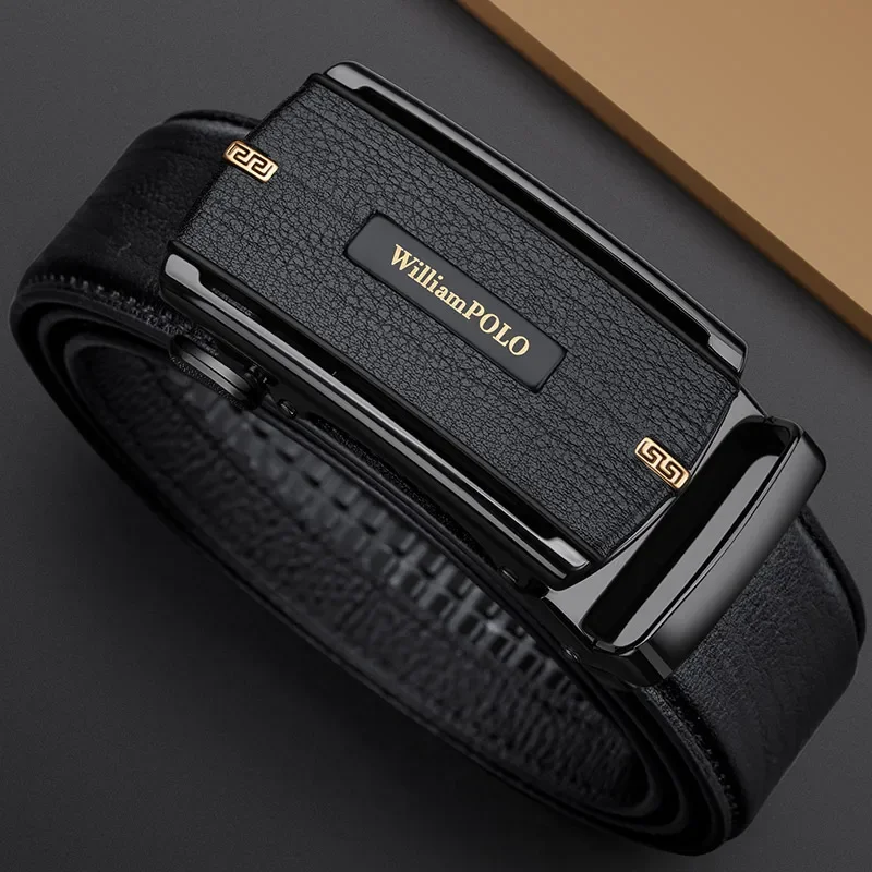 Men's automatic buckle belt 2024 new leather fashion automatic buckle belt Chinese wind belt genuine high-grade