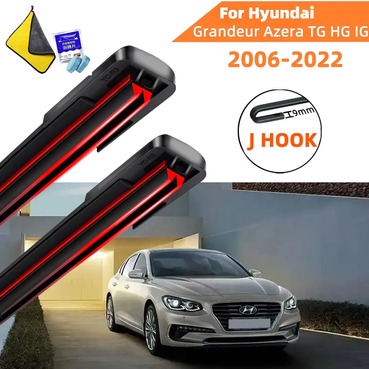 

Double Rubber Car Wipers for Hyundai Grandeur Azera TG HG IG Front Blade Brushes Cutter Automobiles Accessorie Windscreen Wiper