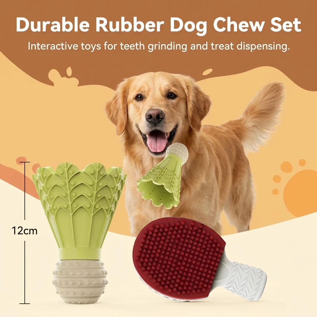 Badminton Shape Bite-Resistant Dog Toy Interactive Chew Toy 