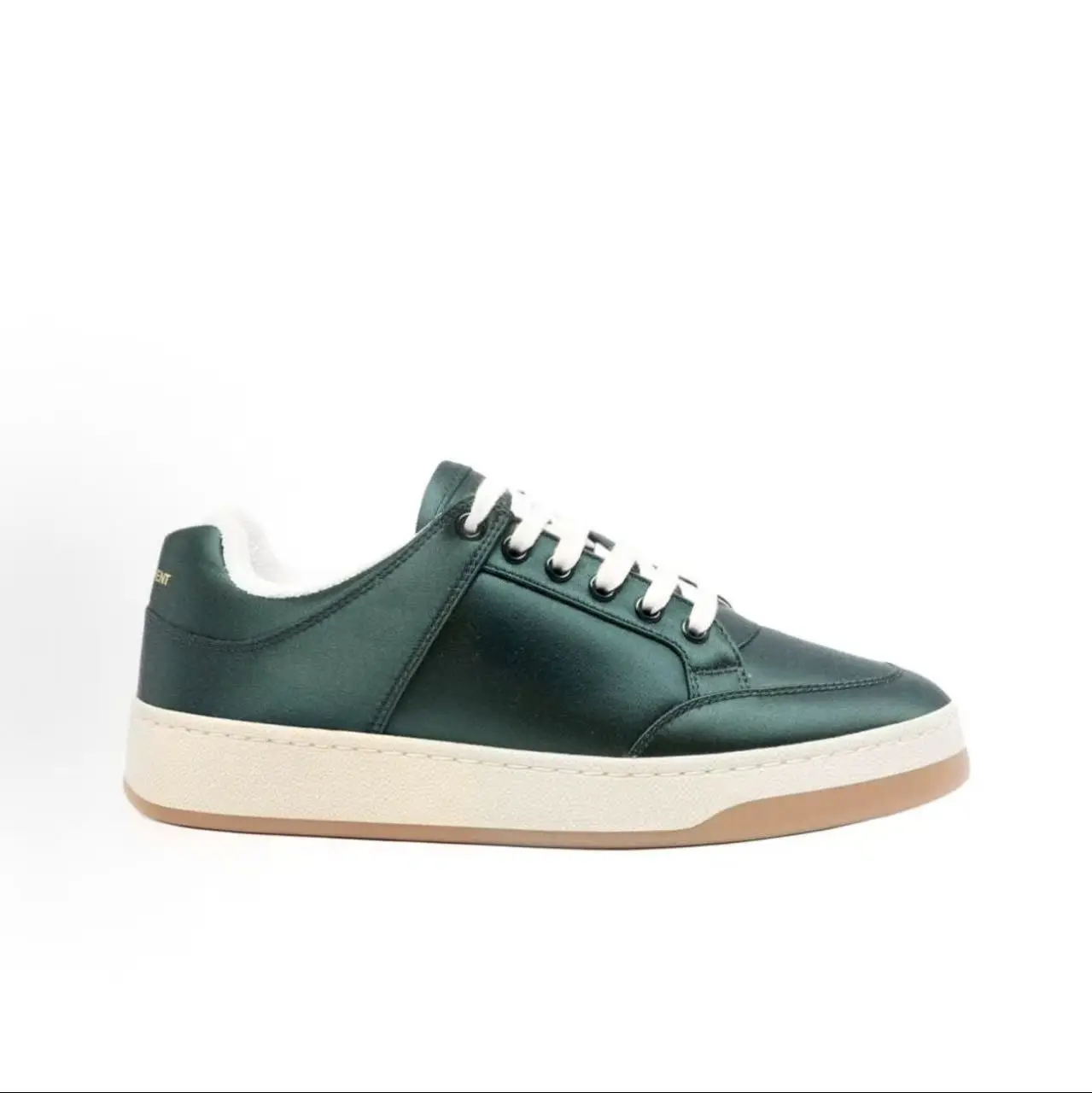 Unisex Dark Green Satin Fleece Lined Low Top Sneakers Retro Flat Lace Up Casual Shoes Gum Sole Street Skate Footwear for Men Women