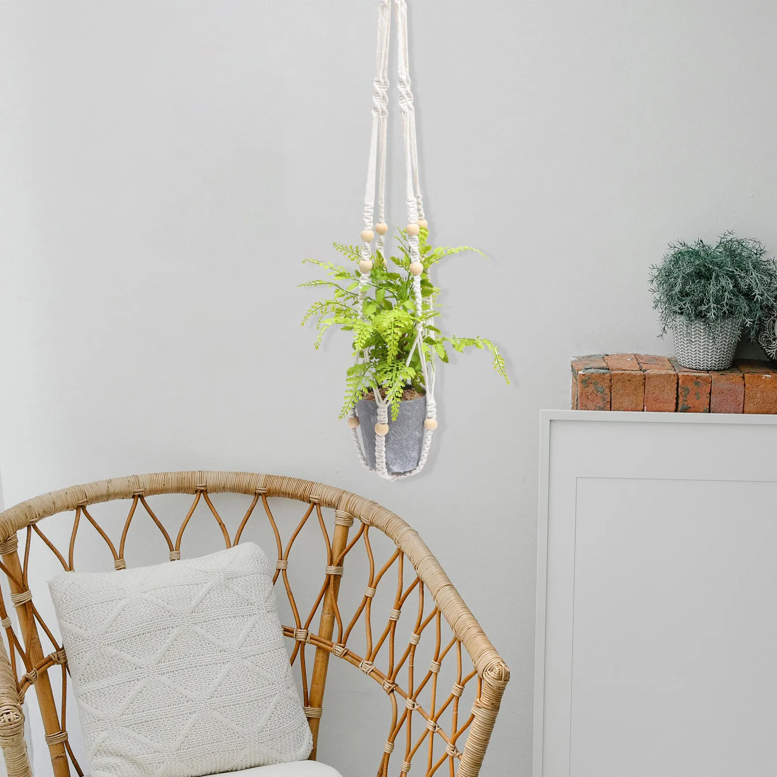 

2 шт. стильных подвесных кашпо из макраме для комнатных и уличных растений, настенные/потолочные корзины для декора спален, балконов, садов