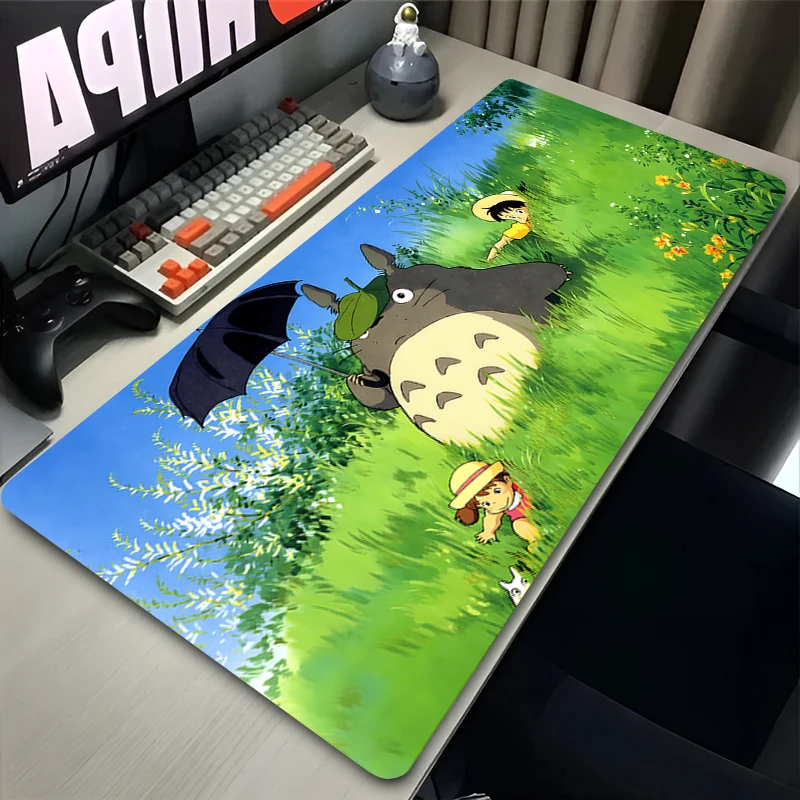 لوحة ماوس مكتب كمبيوتر محمول وردي ساكورا Kawaii Mousepad PC اليابان أنيمي T-totoros تمديد حصيرة مكتبية ملحقات الألعاب لوحة المفاتيح