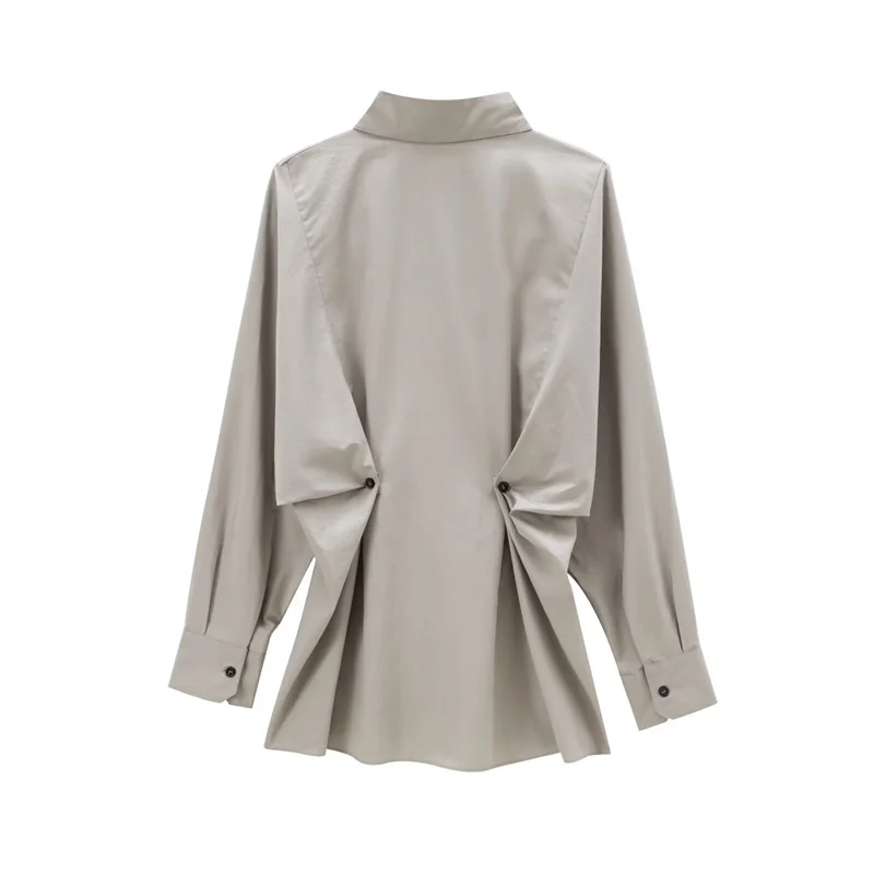 Camisa feminina novo estilo algodão plus size solto ajuste cintura botão design camisa outono moda casual camisa