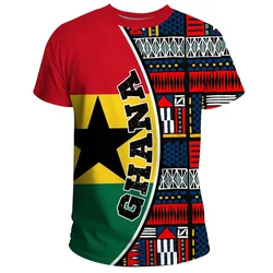 African Ghana Flag T-shirt For Men 3D Printed Coat Of Arms Casual Round Neck Tees Shirts Summer Short Sleeves Tshirts Herren