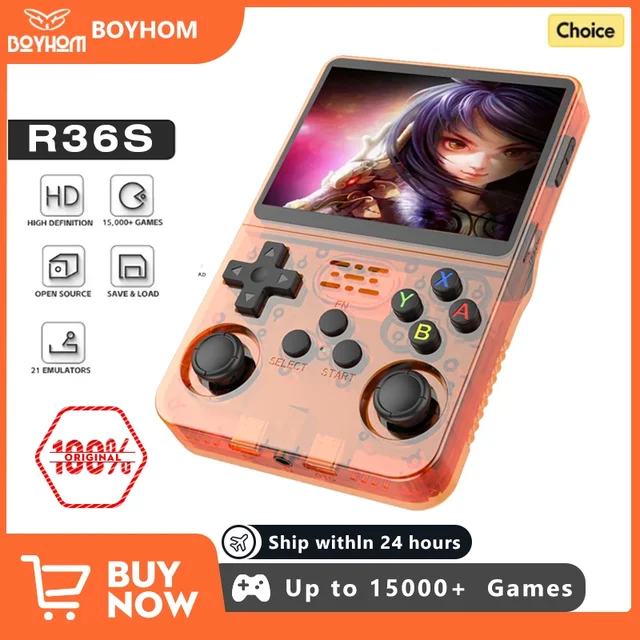 Open Source R36S Retro Handheld Video Game Console Linux System 3.5 Inch IPS Screen Portable Pocket Video Player 64GB 128G Games 1