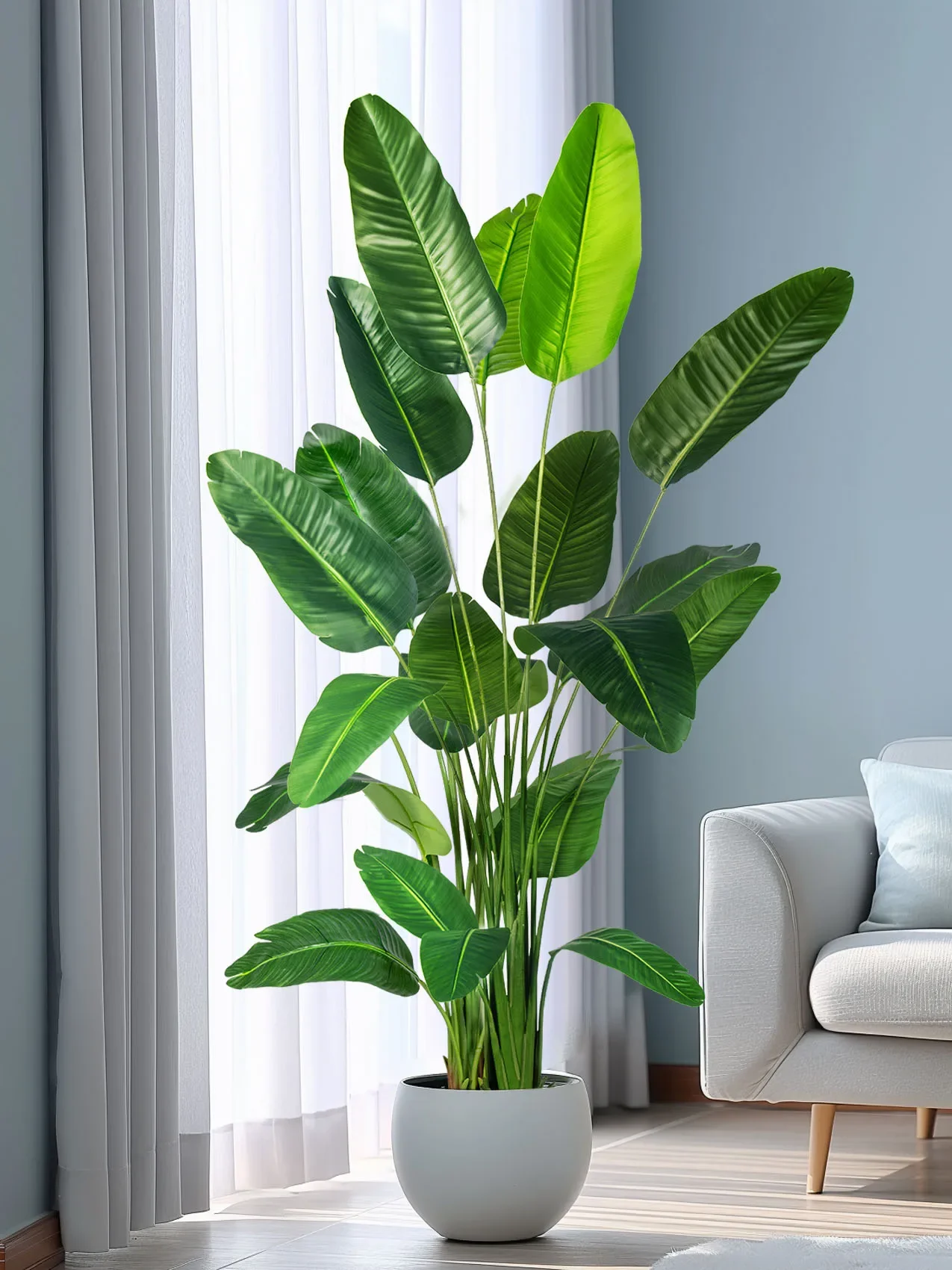 

Simulation Traveler Banana Turtle Back Bamboo Bird of Paradise Indoor Large False Tree Landscaping Bionic Green Plant Floor Pott