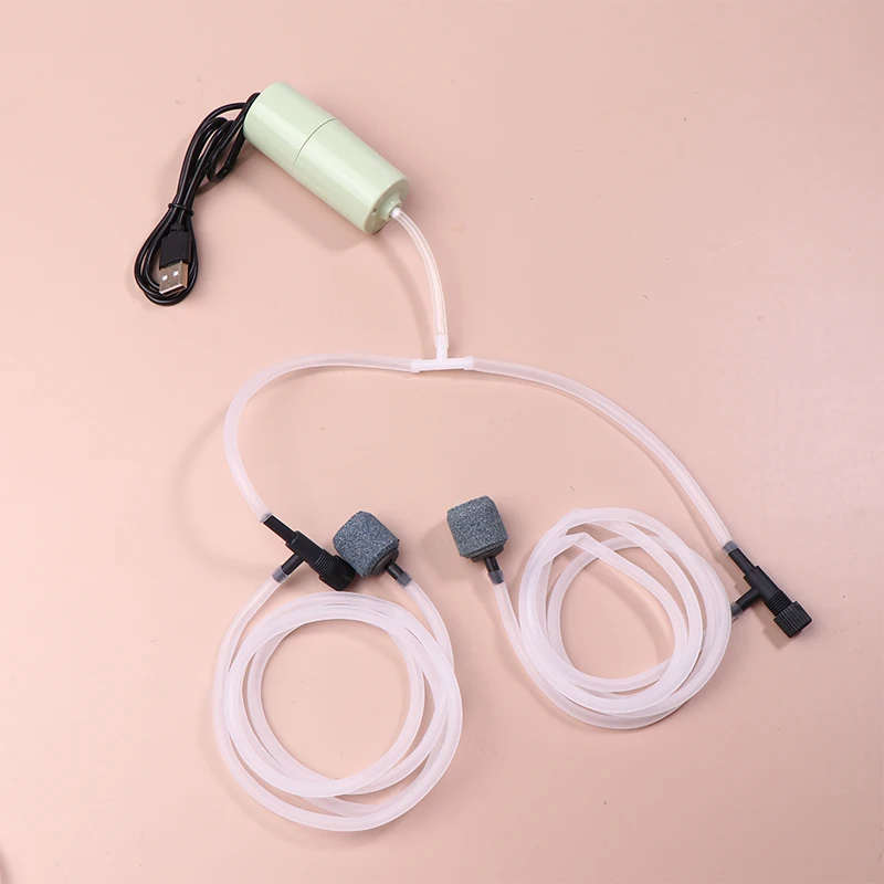 【U】Aquarium USB Oxygen Air Pump Fish Tank Portable Dual-hole Silent Air Compressor Aerator Portable Mini Small Oxygenator