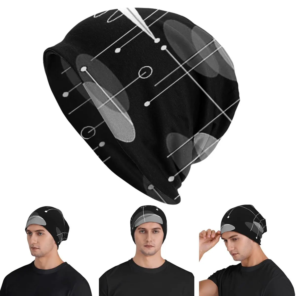 

Шапки-бини Mid-Century Atomic Space Age Skullies, теплая осенне-зимняя уличная шапка, вязаные шапки с капюшоном для взрослых унисекс