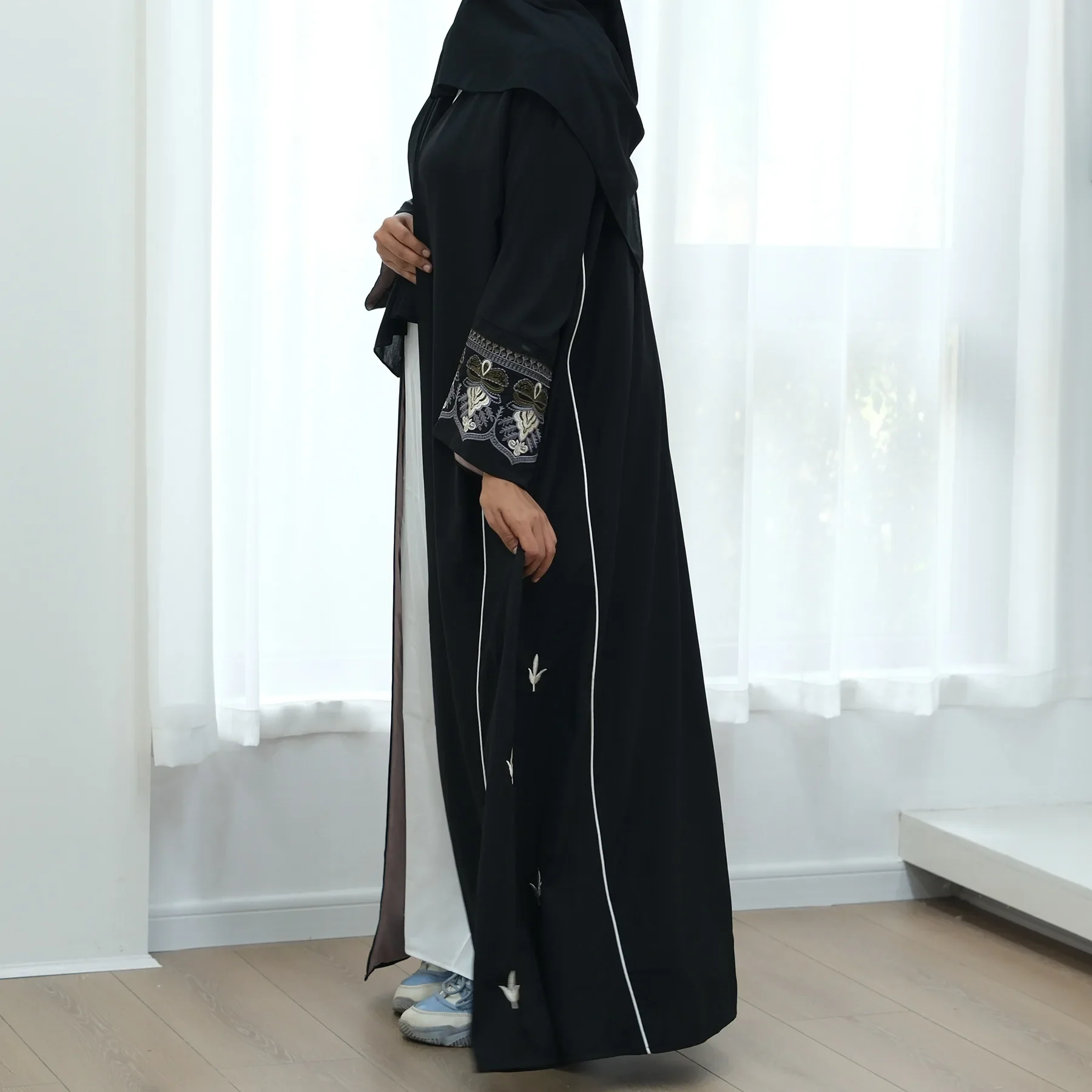 Abaya ouverte brodée pour femmes, cape de Dubaï, cardigan de luxe, tuniques turques musulmanes, vêtements d'extérieur islamiques, Kaftan, Kimono