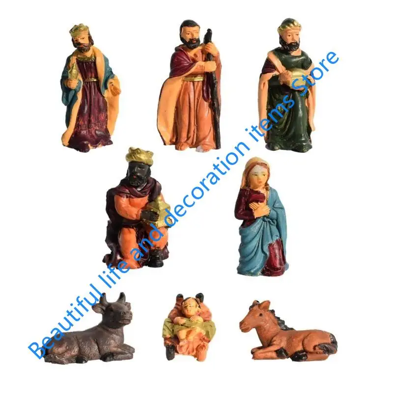 XX9B Holy Family Figurine Home Decorations Holy Crib Figurine Resin Figurine Catholic Religious Christmas Nativity Church