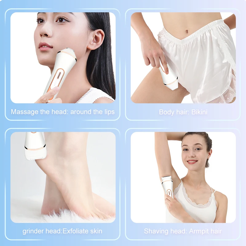 Four in One Women's Electric Private Parts Shaver Multifunctional Household Foot Grinder Waterproof Shaver Razor Set Epilators