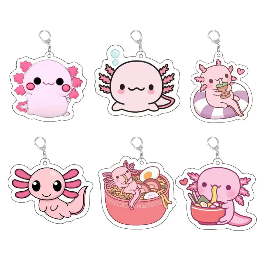 

Diy Cute Newt Creative Acrylic Keychain Keyring Animal Peripheral Cartoons Phone Chain Fashion Backpack Pendant Holiday Gifts
