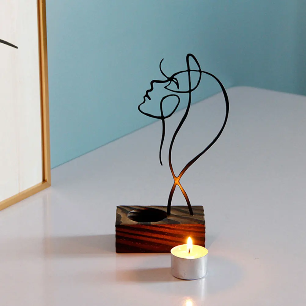 

Stand Decorative Decorations Candleholders for Table Black Wooden Candlestick Wedding