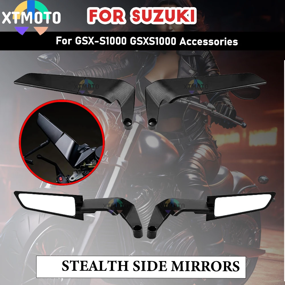 

For Suzuki GSX-S1000 GSXS1000 Accessories Stealth Mirrors Sports Winglets Kit Adjustable Mirrors Wing Mirrors Universal Motorcyc