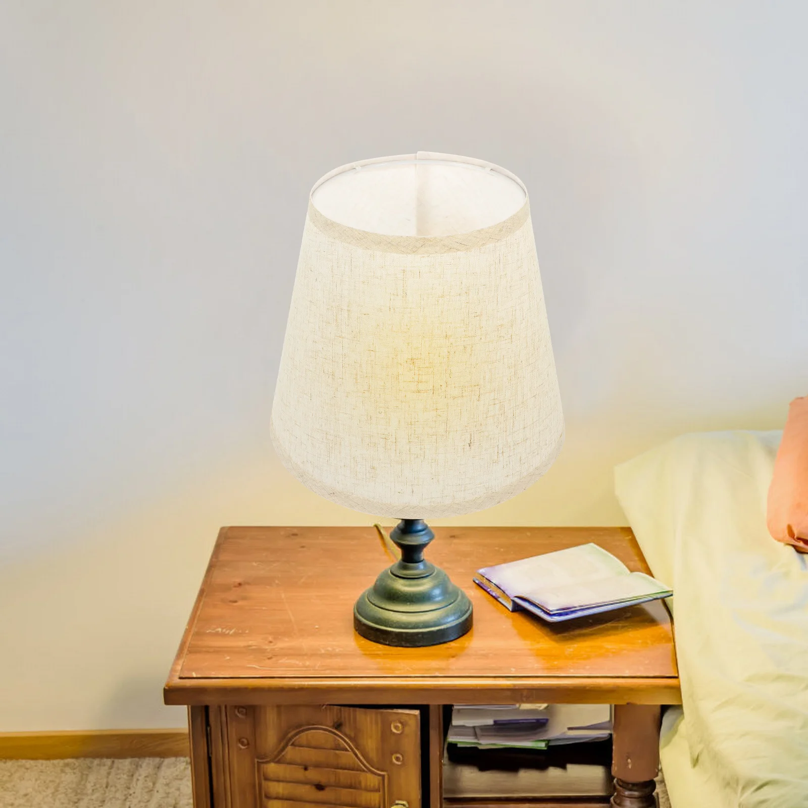 

Linen Drum Lamp Shade Elegant Half Round Design Replacement Lampshade for Bedside Table Lamp Bedroom Living Room