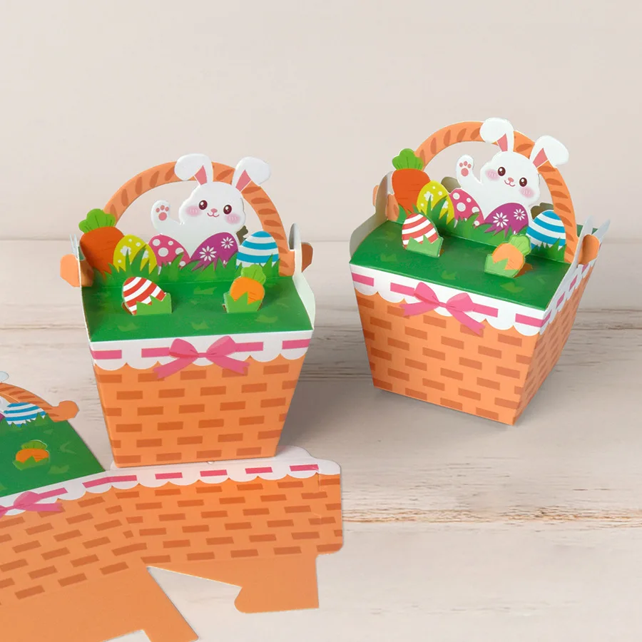 Cajas de dulces de papel con tema de Pascua para niños, bolsas de embalaje de regalo de conejo, decoración para fiesta de feliz Pascua, cumpleaños, Baby Shower, 10 Uds.