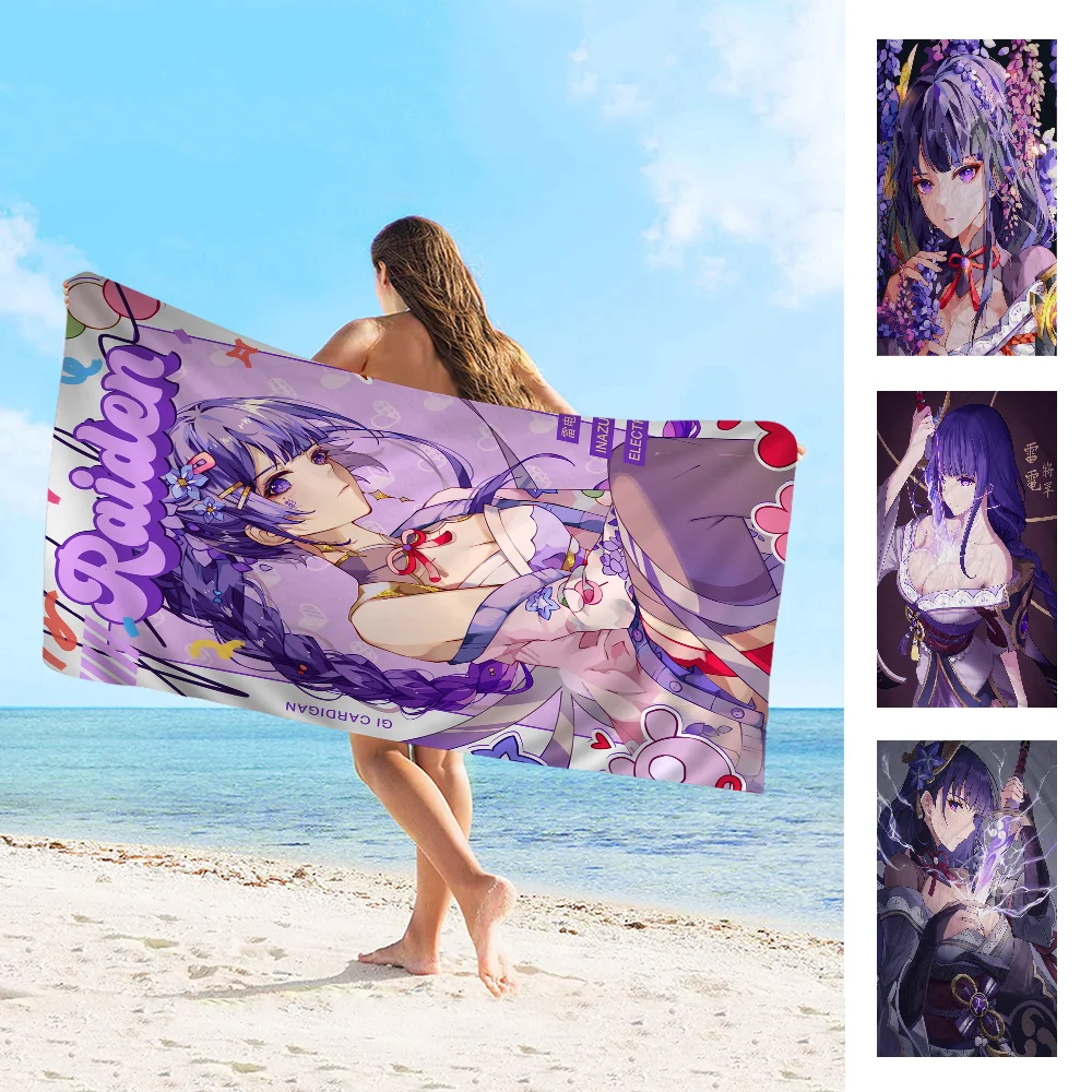 

Raiden Shogun Genshin Impact Bath Towel Microfiber Soft Water Absorbing Breathable For Girl Kids Decorative Cartoon Beach Towel