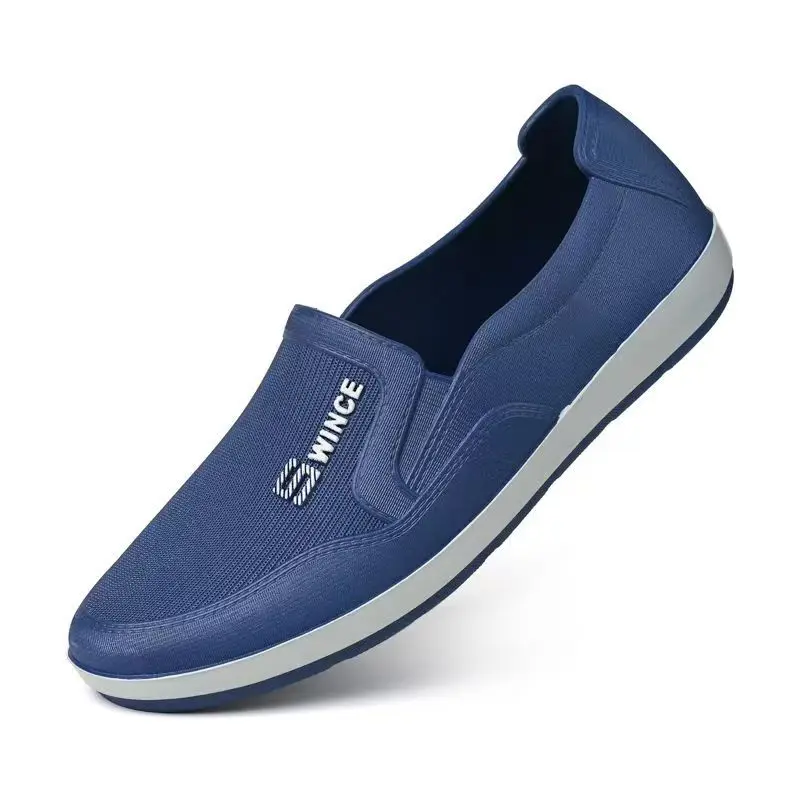 

Men New Shallow Flat Sole Rain Shoes Soft Sole Non Slip Round Toe Slip On Waterproof Lightweight Kitchen Work Shoe Commuter Shoe