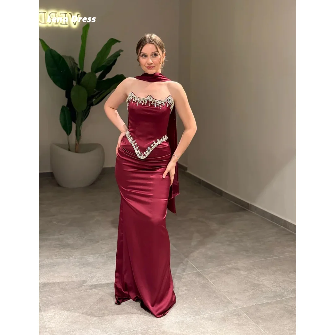 

Lena Fish Tail Prom Dress Customized Evening Dresses Woman Elegant Luxury Prom Dresses 2025 Sleeveless Rhinestone Shawl Party