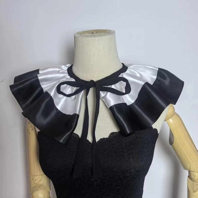 

Detachable Ruffled Costume False Collar Pleated Shawl Cape Decor Neck Ruff Scarf Collar Cosplay Fashion Accessory