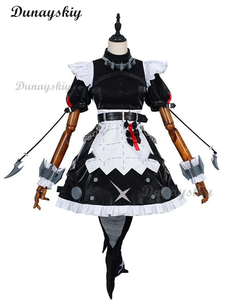 Zenless Zone Zero Ellen Joe Cosplay Costume Maid Outfit New Game Party Black Dress Wig Tail Uniform Hallowen Convention Costume