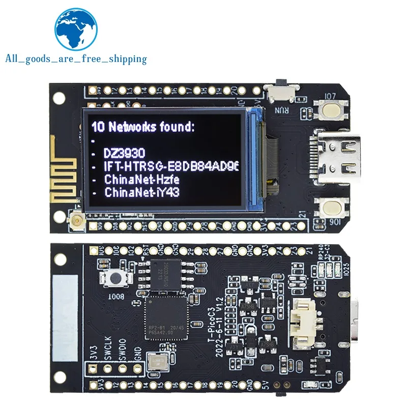 TZT T-PicoC3 ESP32-C3 RP2040 Wireless WIFI Bluetooth Module Development Board Dual MCU 1.14 Inch ST7789 Display for Arduino