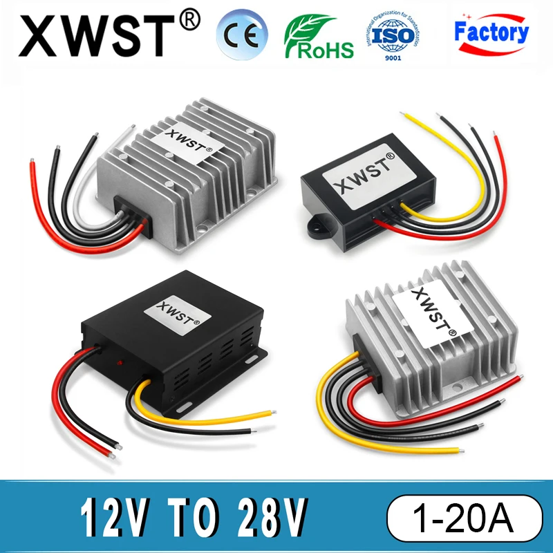 XWST 12v to 28v DC to DC Converter Step Up Boost Power Converter Stabilizer 3A 5A 10A 12A 20A Output Power Supply Module for Car