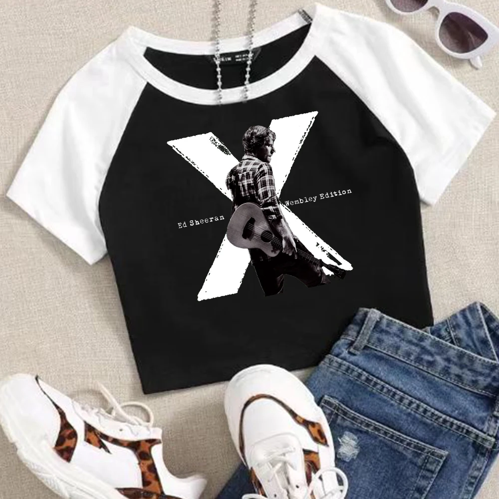 

Ed Sheeran X 2024 Tour Crop Tops T-Shirt Women Girls Fashion O-Neck Short Sleeves Fans Gift Tops