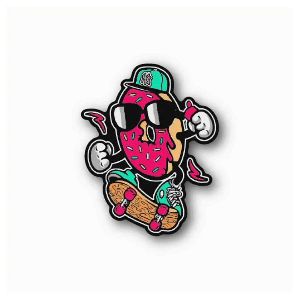 Donut Skateboarder Waterproof Stickers For Decorating Car Windows Motorcycles And Computers.