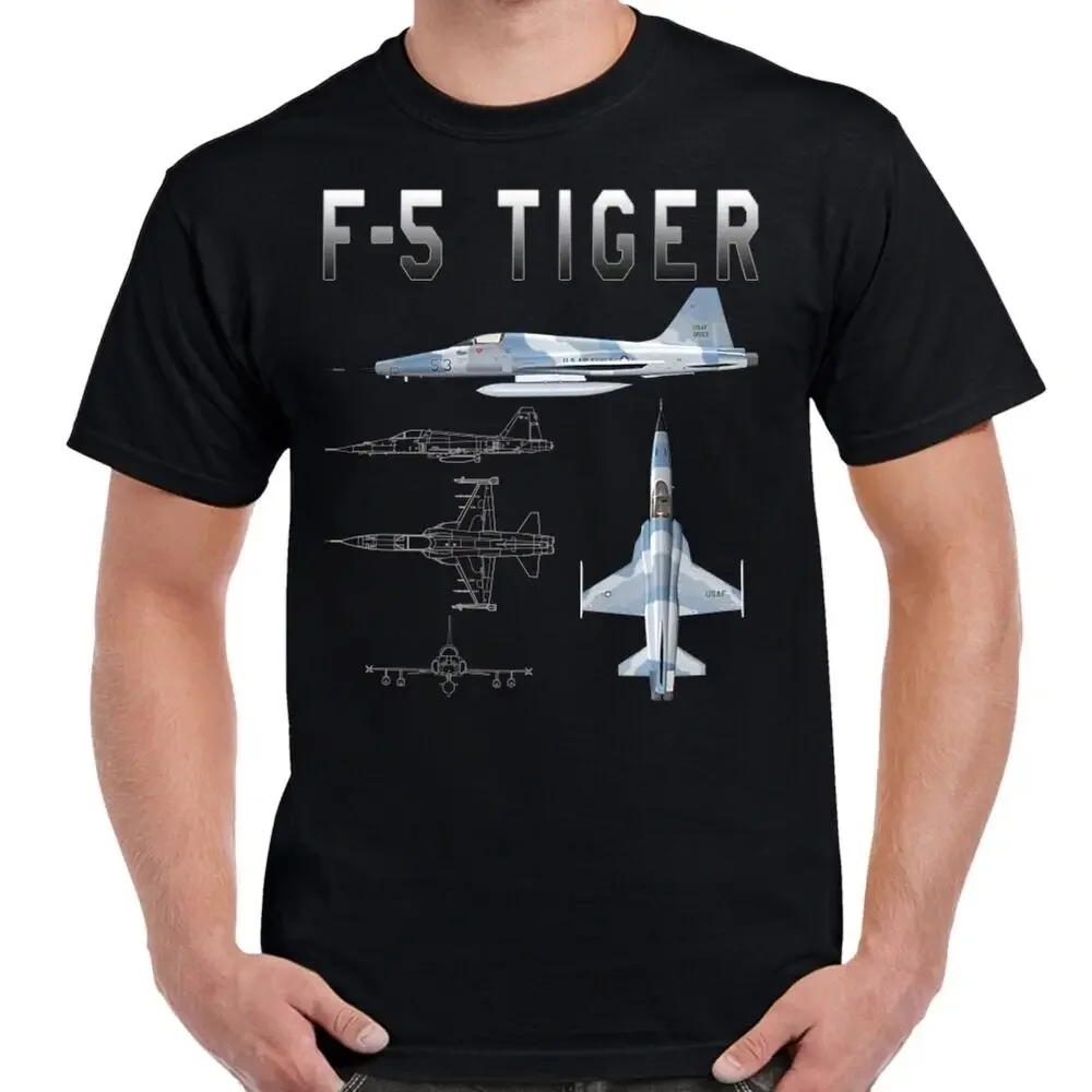 F-5 Tiger Supersonic Fighter Aircraft Schematic Design T-Shirt 100% Cotton O-Neck Short Sleeve Casual Mens T-shirt Size S-3XL