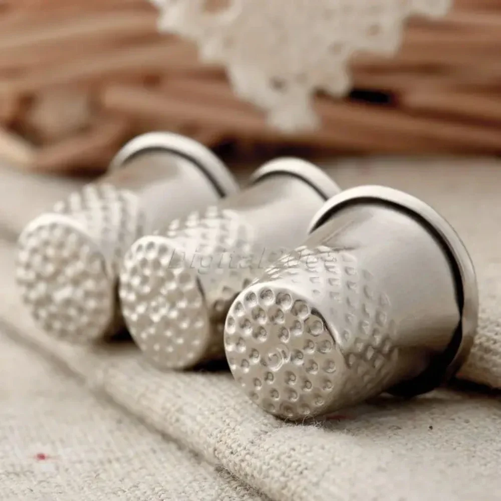 3X Sewing Machine Grip Silver Thimbles Metal Finger Shield Protector Craft DIY Accessories Pin Needle Tailor's Handworking Tools