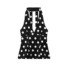 Vintage Halter Top with Polka Dot Backless Sleeveless Summer - Polka Dot Top