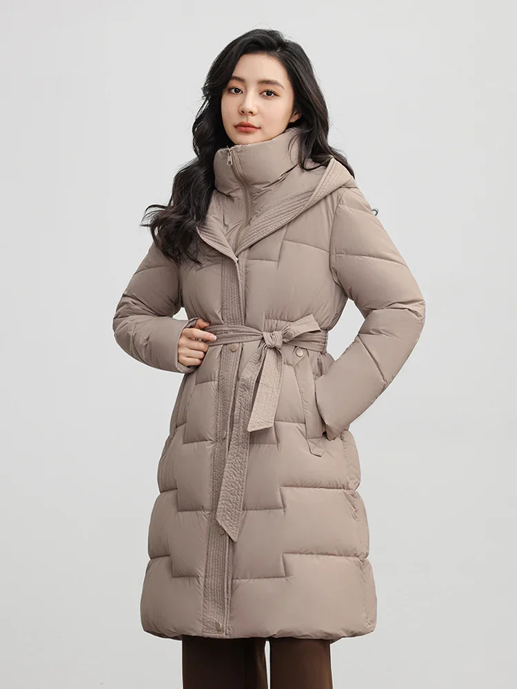 Vielleicht 2024 New Korean Snow Wear Winter Women Puffer Jacket Solid Hooded Long Parkas Thicken Warm Clothes Female Padded Coat