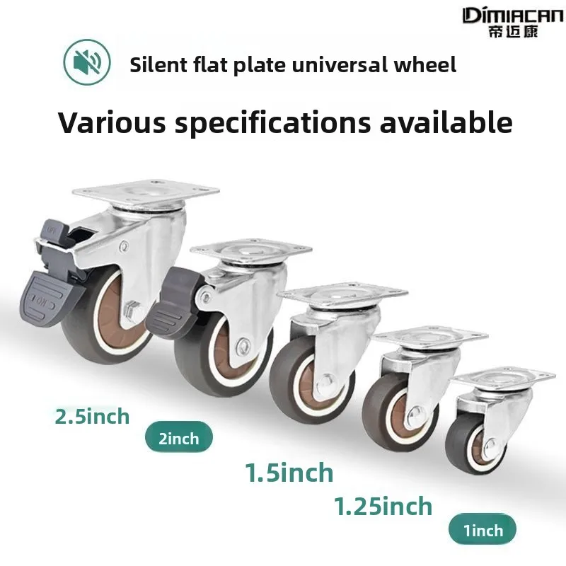 Quiet Rubber Furniture Caster Wheels Bearings To Inch Fixed Swivel Brake Double Wheel Options Small Carts Bed Frame Mobility