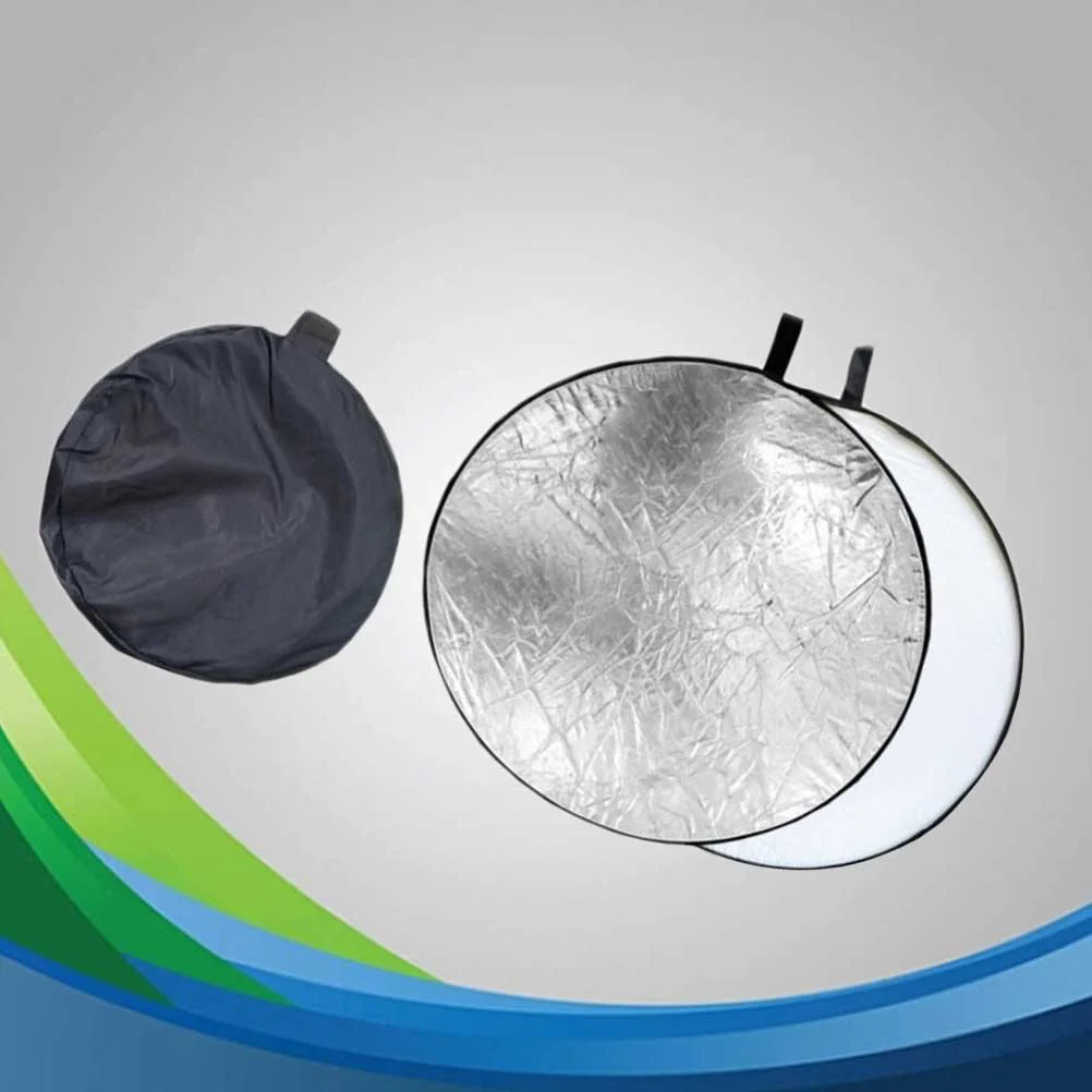 80CM 2 in 1 Light Round Reflector Portable Collapsible Photography Reflector (Silver and White) light reflector