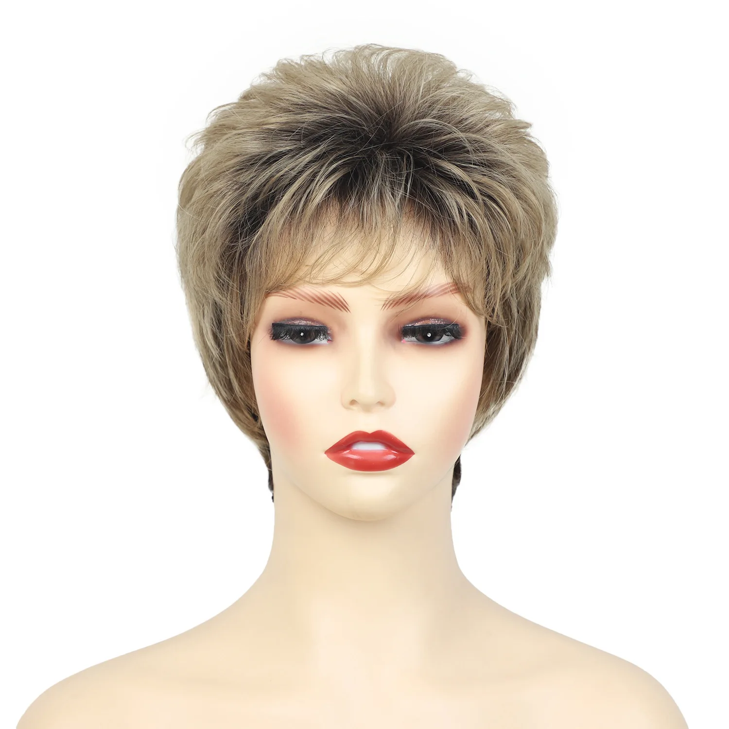 Middle aged and elderly women's short wigs are naturally not heavy and can be worn directly when going out