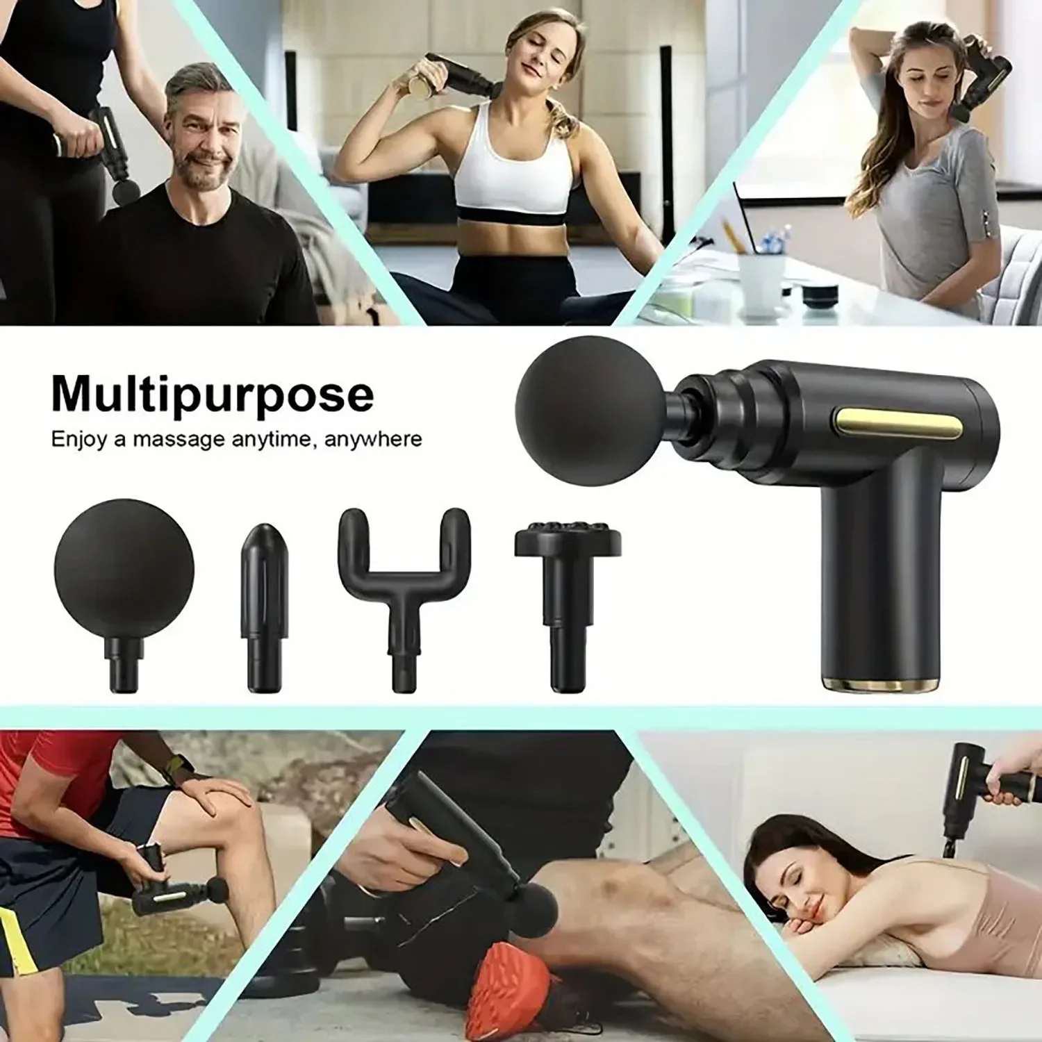 

Portable Massage Gun chargesTissue Muscle Massager, 4 Interchangeable Massage Heads,6-speedSpeed Adjustment,Lightweight Design