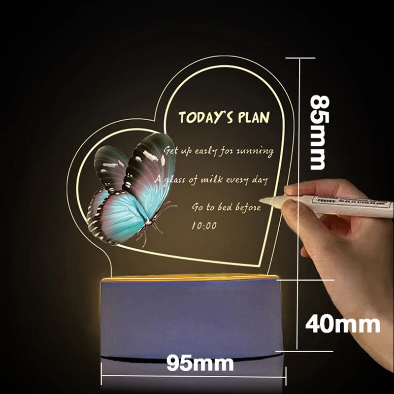 USB 노트 보드 크리에이티브 Led 야간 조명, 침실 조명 패턴, 사랑 선물, 여자 친구 고백 장식, 야간 램프 메시지 보드