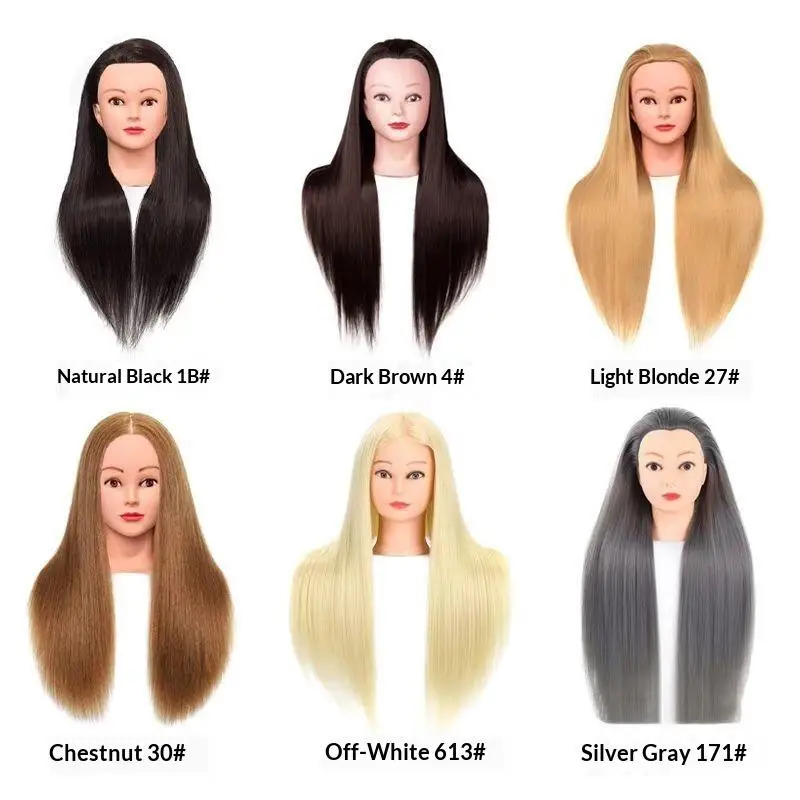 26 Zoll langer, realistischer Schaufensterpuppenkopf mit synthetischem Haar, Schönheitstrainingshilfe für Friseure, Make-up-Übungs-Schaufensterpuppenkopf C – Detail 9