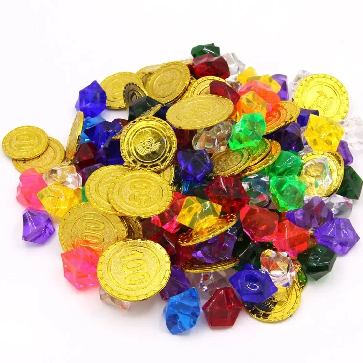 Pirate Jewels Treasure Chest Coins Party Favors Decorations Acrylic Crystal Gems Vase Filler Confetti New Year Christmas Navidad