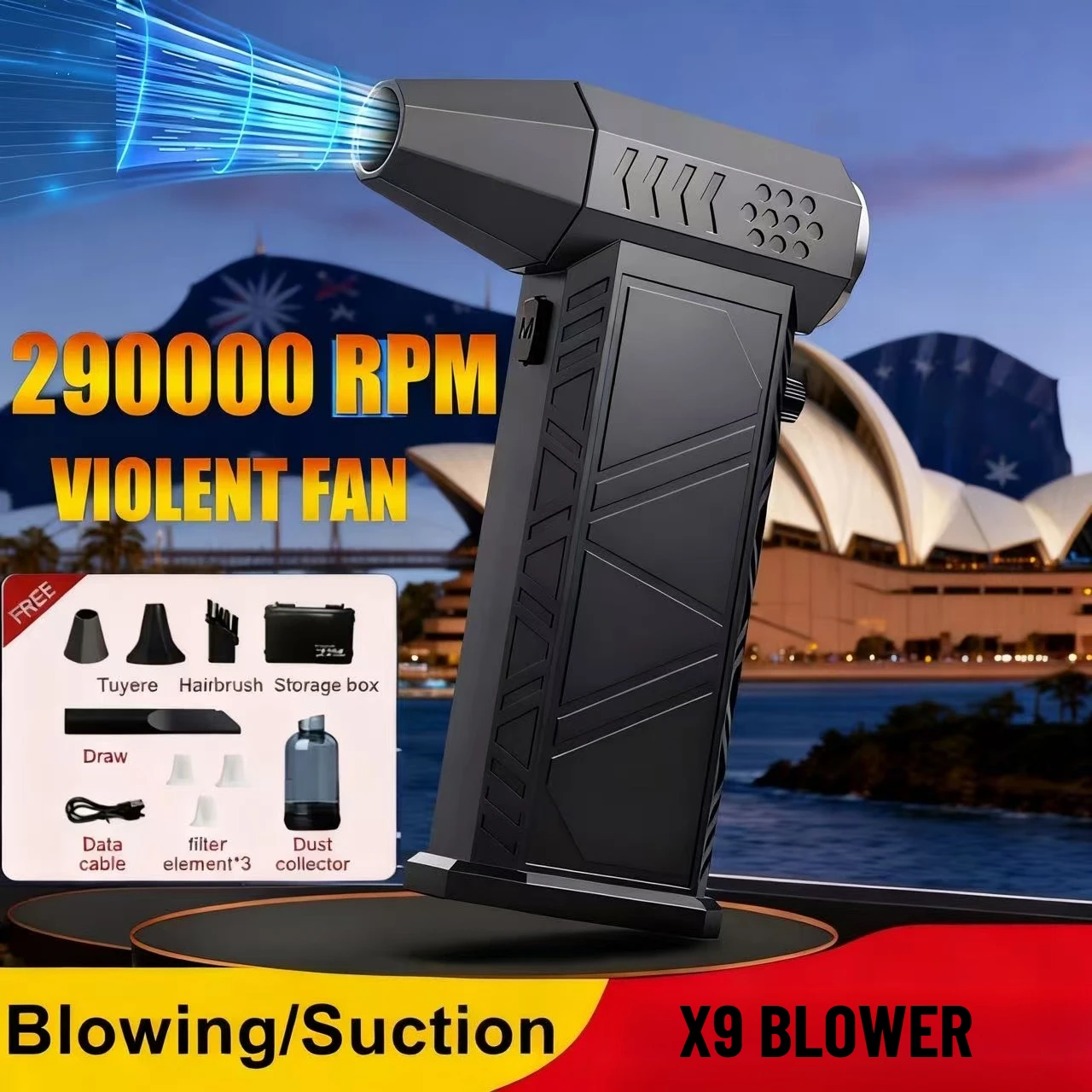 

Турбоструйный вентилятор, 290000 об/мин, пылесос X9, высокоскоростной воздуходувка, беспроводной пылесос со сжатым воздухом, портативный турбовентилятор, струйный пылеодув