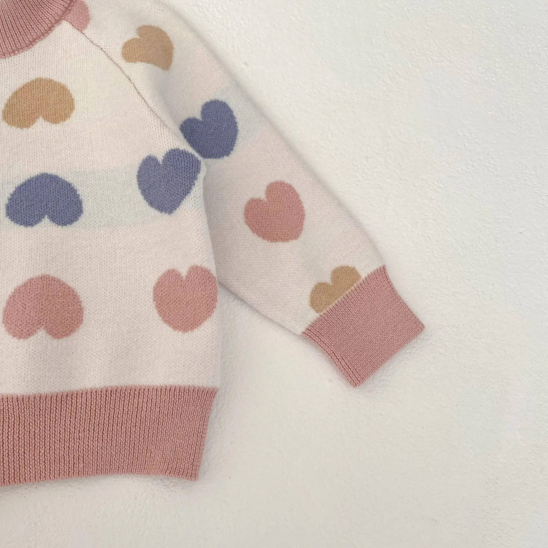 0-3T Heart Print Baby Girl Sweater Cardigan Newborn Kid Winter Clothes Knit Zipper Knitwear Coat Cute Sweet Sweater Outfit