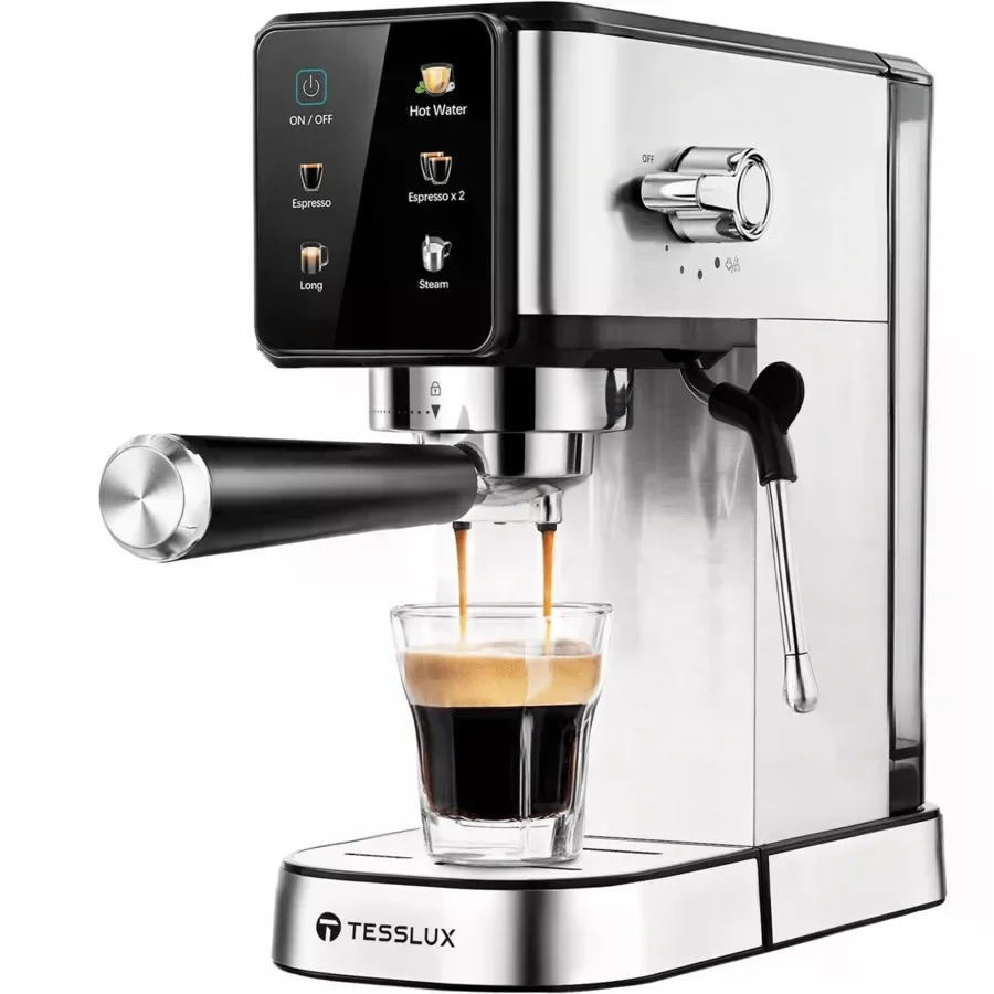 20Bar Espresso Machine With Dual Boiler, LCD Touch Control & Milk Frother| Compact Home Coffee Maker For Café Style Cappuccino & Latte, 304 Stainless Steel, 110V-130V